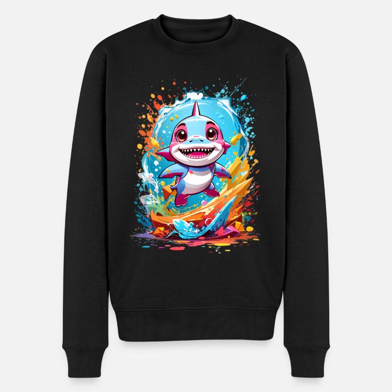 Hai - Männer Premium Bio Pullover - Schwarz