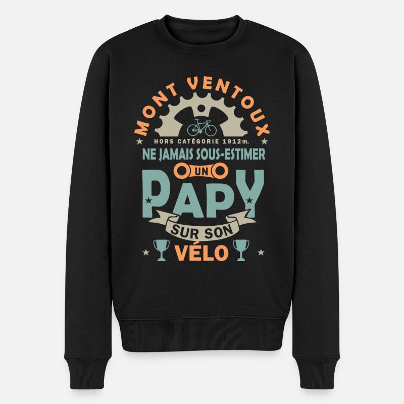 Vélo velo Mont Ventoux cadeau papy cycliste - Pull Premium bio Homme - noir