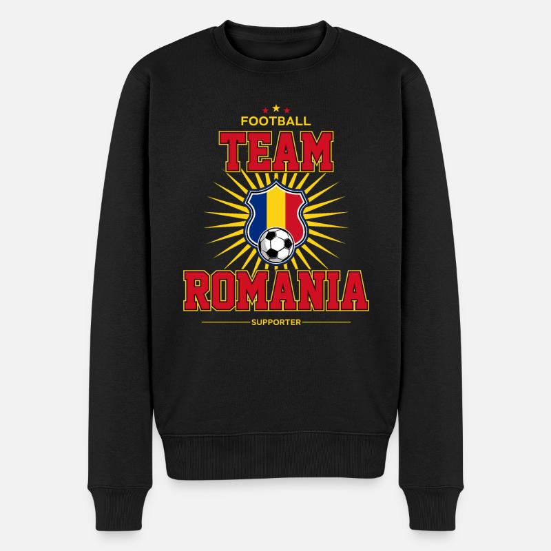 Romania - Männer Premium Bio Pullover - Schwarz