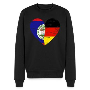 Belize Deutschland Flaggenherz - Männer Premium Bio Pullover - Schwarz - Vorne - Nico (187cm)