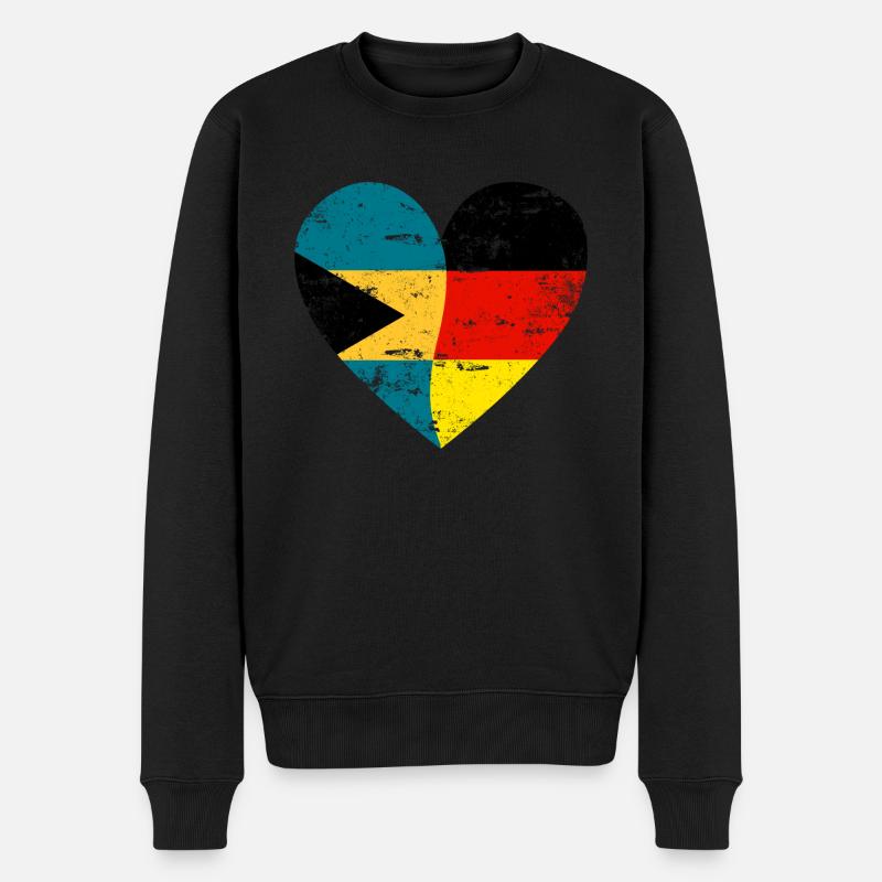 Bahamas Allemagne drapeau coeur - Pull Premium bio Homme - noir