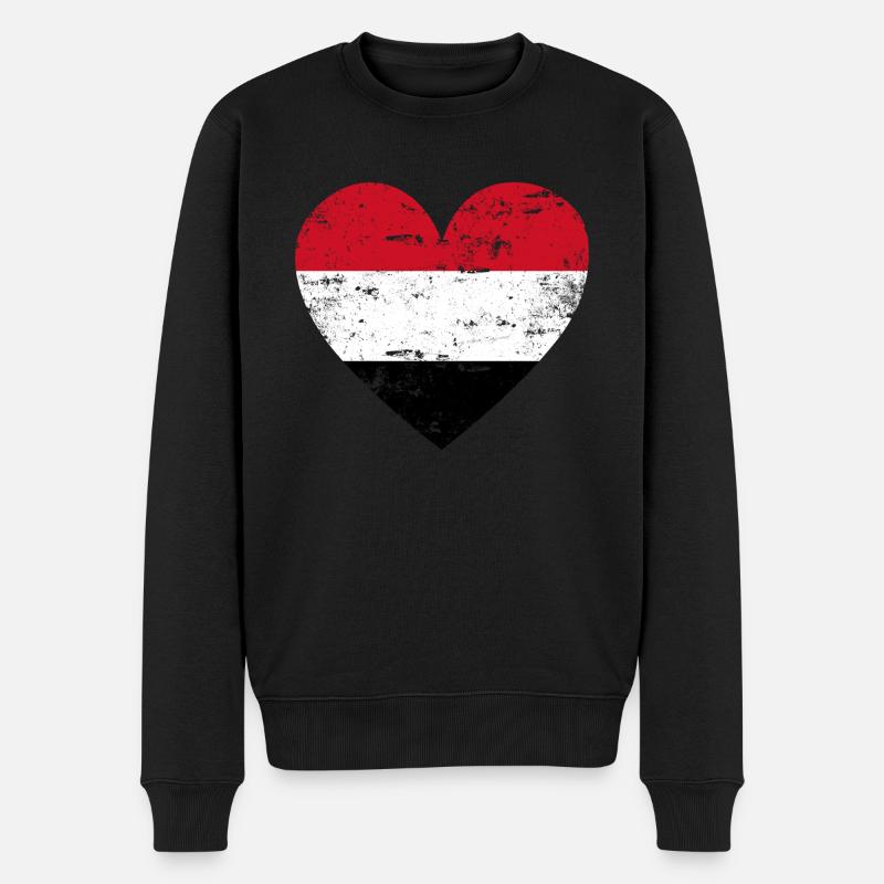 Drapeau du Yémen Coeur - Pull Premium bio Homme - noir