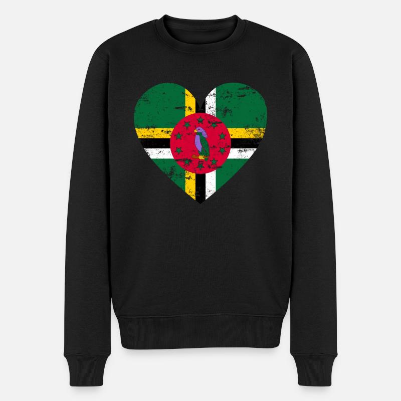 Drapeau de la Dominique Coeur - Pull Premium bio Homme - noir