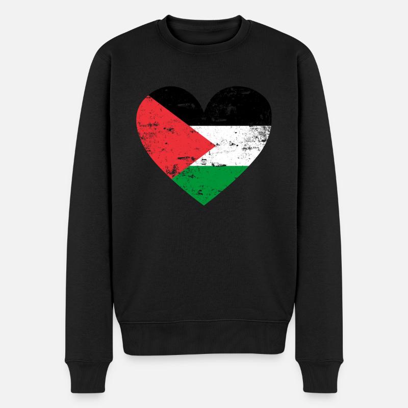 Palæstina Flag Heart - Økologisk premium-sweatshirt til mænd - sort
