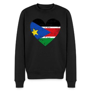 Drapeau du Soudan du Sud Coeur - Pull Premium bio Homme - noir - Devant - Nico (187cm)