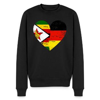 Zimbabwe Allemagne Drapeau Coeur - Pull Premium bio Homme - noir - Devant - Nico (187cm)