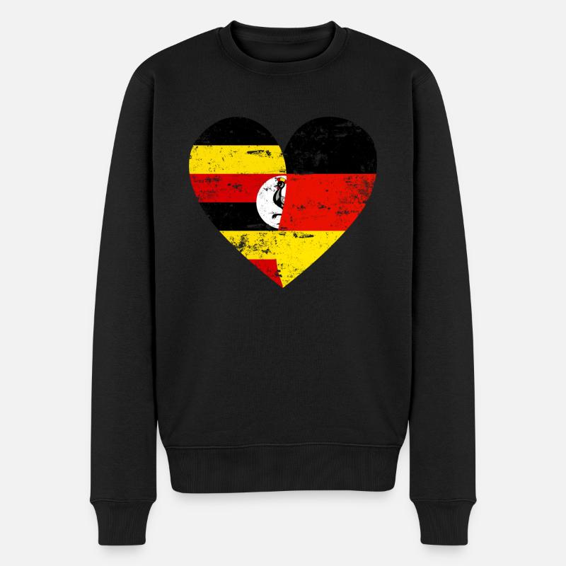 Ouganda Allemagne Drapeau Coeur - Pull Premium bio Homme - noir