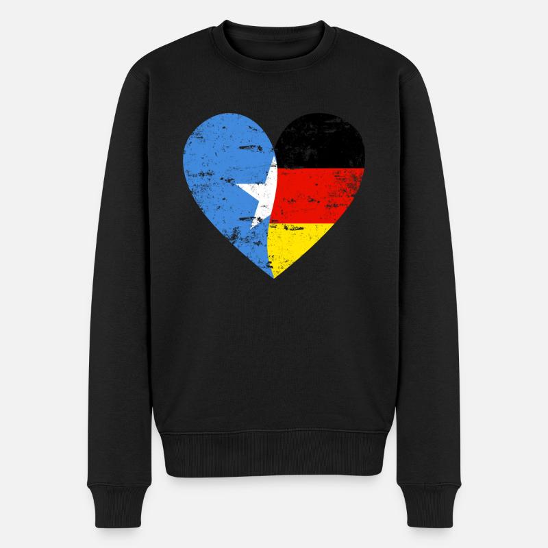 Somalie Allemagne drapeau coeur - Pull Premium bio Homme - noir