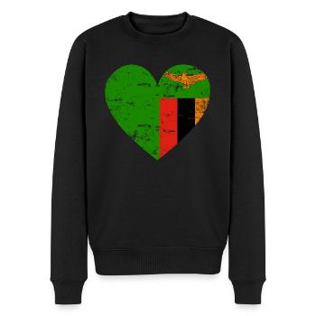 Sambia Flaggenherz - Männer Premium Bio Pullover - Schwarz - Vorne - Nico (187cm)