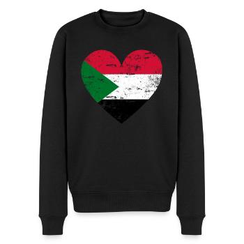 Sudan Flaggenherz - Männer Premium Bio Pullover - Schwarz - Vorne - Nico (187cm)