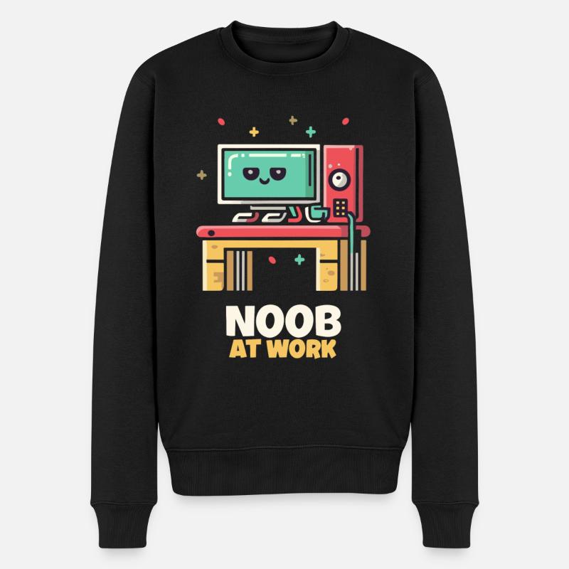 Noob bei der Arbeit - Männer Premium Bio Pullover - Schwarz