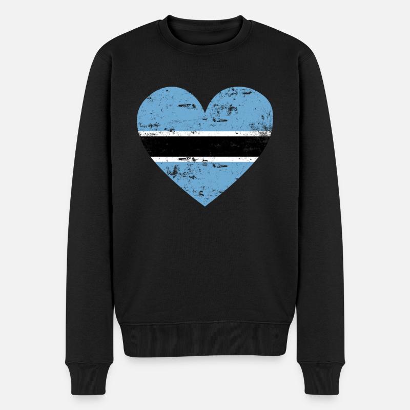 Botswana Flaggenherz - Männer Premium Bio Pullover - Schwarz