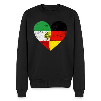 Iranian German Flaggenherz - Männer Premium Bio Pullover - Schwarz - Vorne - Nico (187cm)