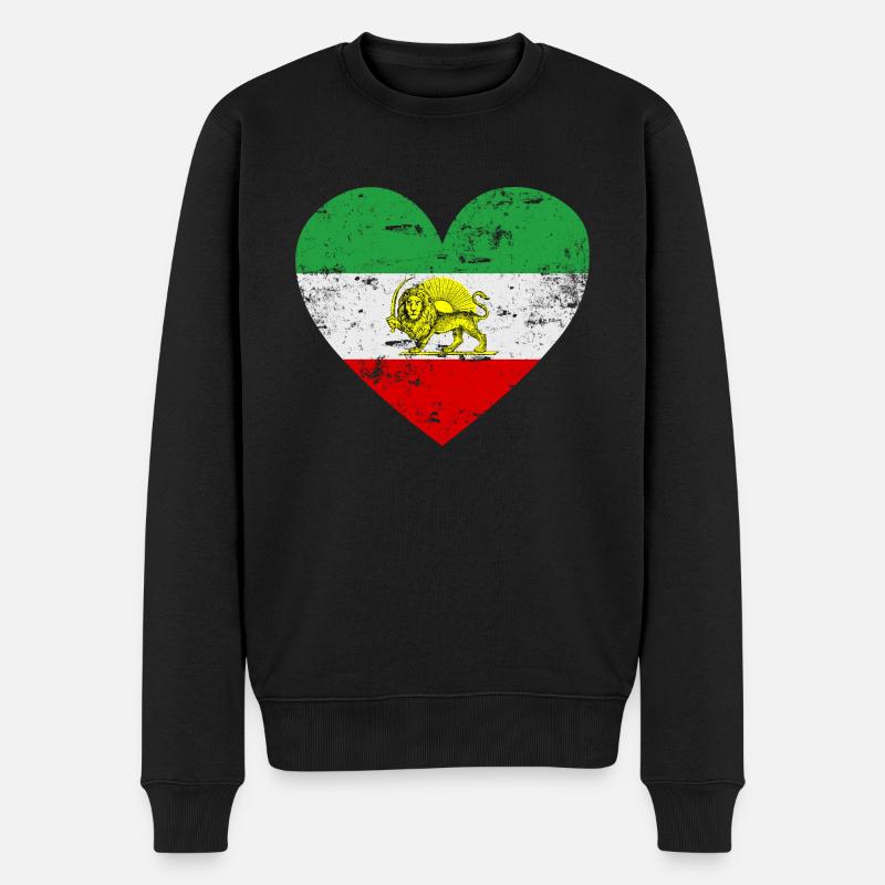 Drapeau iranien coeur - Pull Premium bio Homme - noir