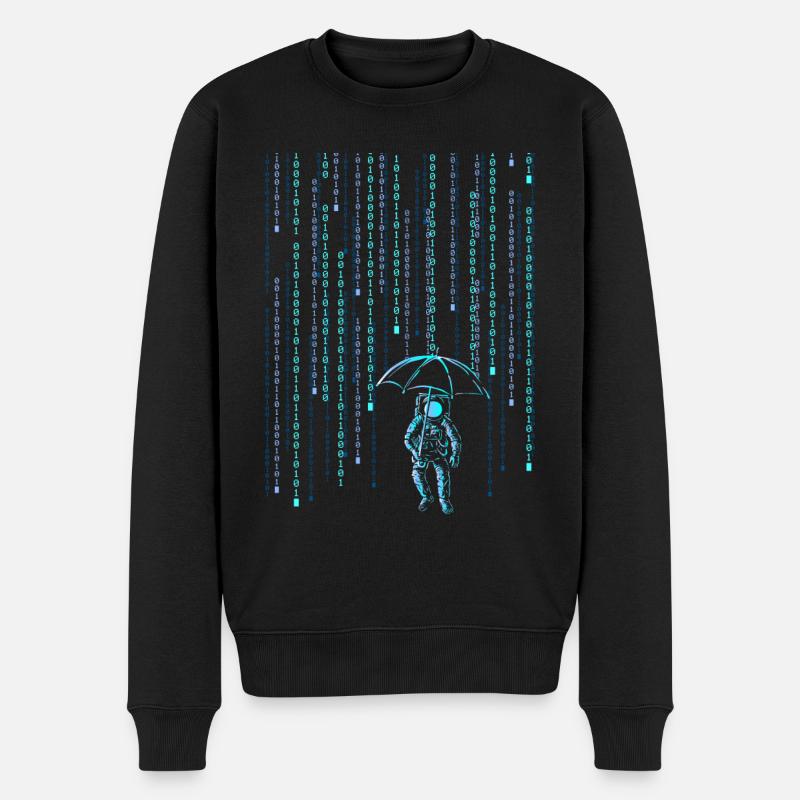 Astronaut Sci-Fi Digital Rain - Pull Premium bio Homme - noir