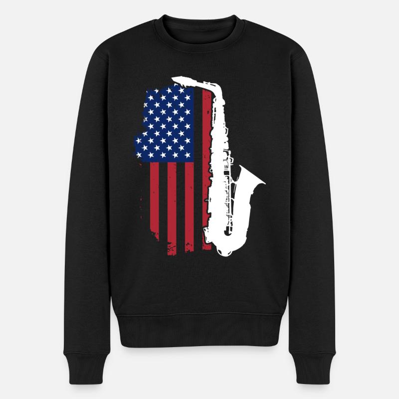 Saxophone USA Patriot - Pull Premium bio Homme - noir