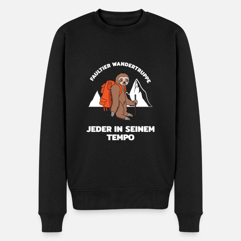 Wandern Faultier Wanderer - Männer Premium Bio Pullover - Schwarz
