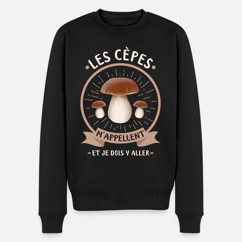 Cèpe Champignon Cueillette Cèpes Champignons - Pull Premium bio Homme - noir