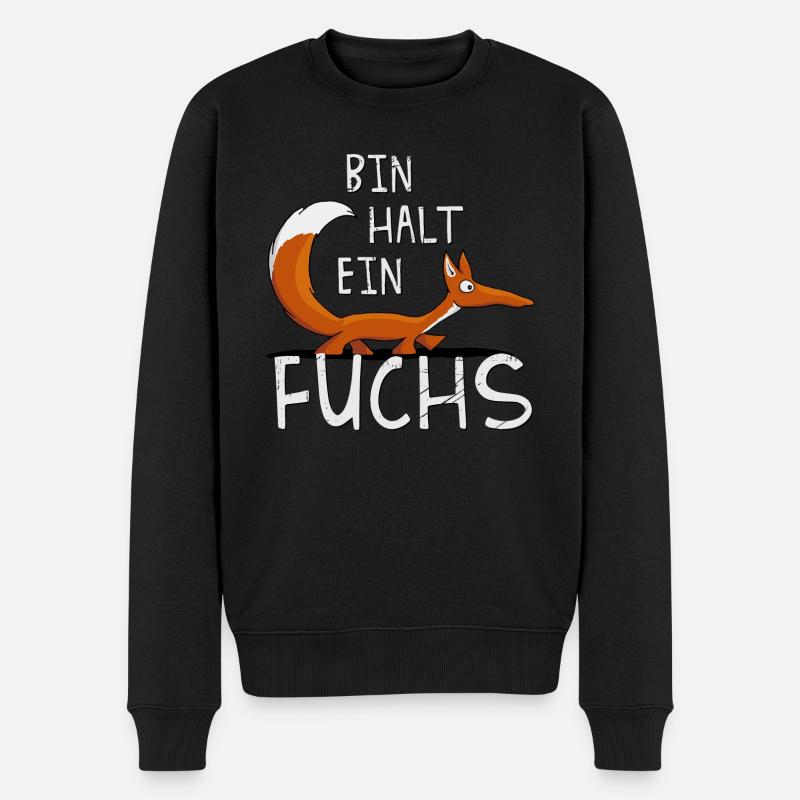 Bin halt ein Fuchs lustig fuchsiger Schlaukopf - Männer Premium Bio Pullover - Schwarz