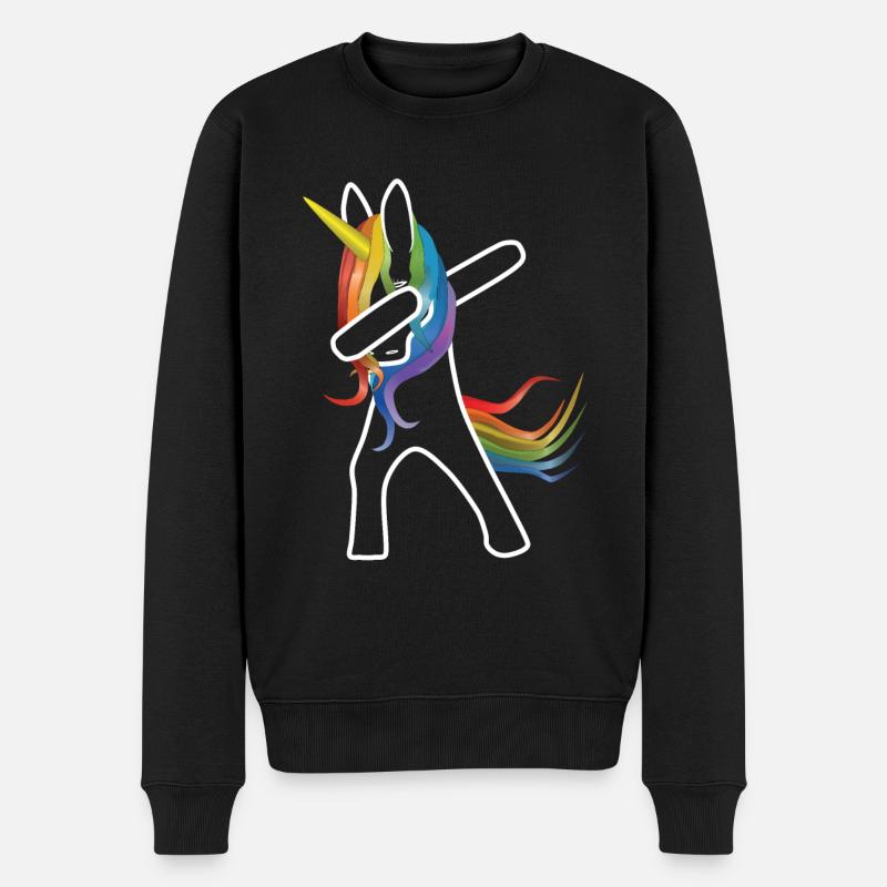 Einhorn dabbing transparent - Männer Premium Bio Pullover - Schwarz