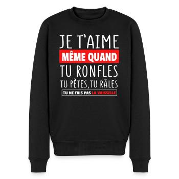 Cadeau Drôle Couple Mec Ronfle Pet Roter péter - Pull Premium bio Homme - noir - Devant - Nico (187cm)