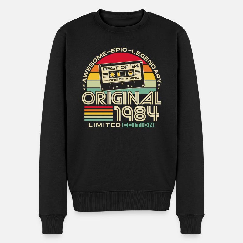 1984 Jahrgang Vintage Retro Geburtstag Geschenk - Männer Premium Bio Pullover - Schwarz