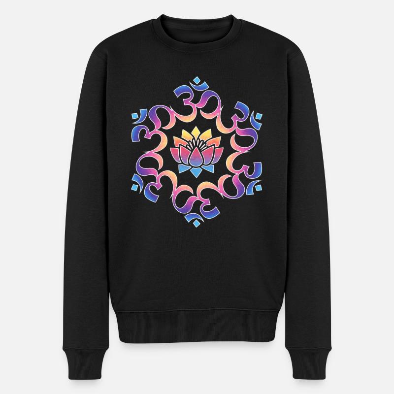 Om, Mantra, Mandala, Lotusblüte, Buddhismus, Yoga - Männer Premium Bio Pullover - Schwarz