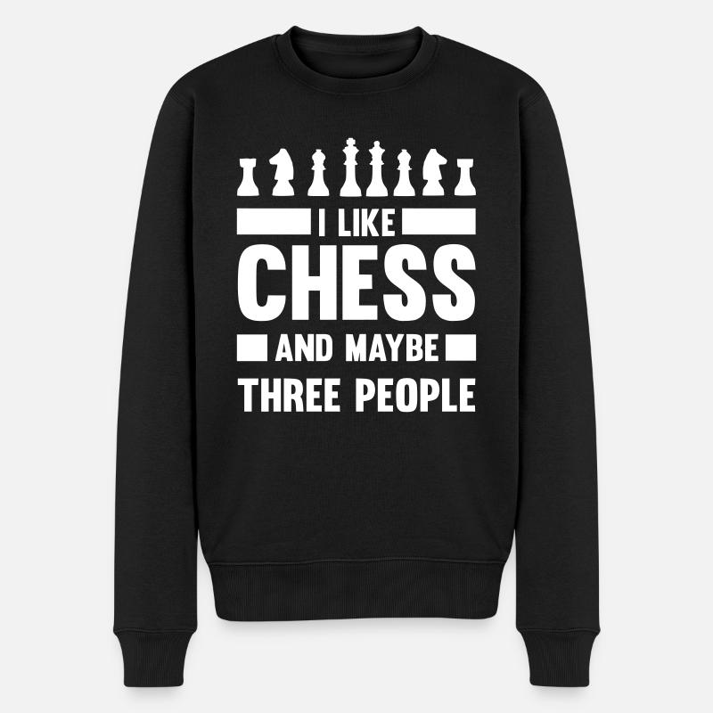 I like chess and maybe three people - Männer Premium Bio Pullover - Schwarz