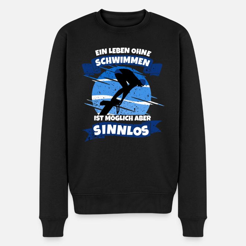 Schwimmer Schwimmen - Männer Premium Bio Pullover - Schwarz