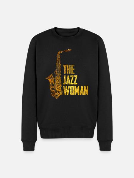 Jazz Frau - Männer Premium Bio Pullover - Schwarz