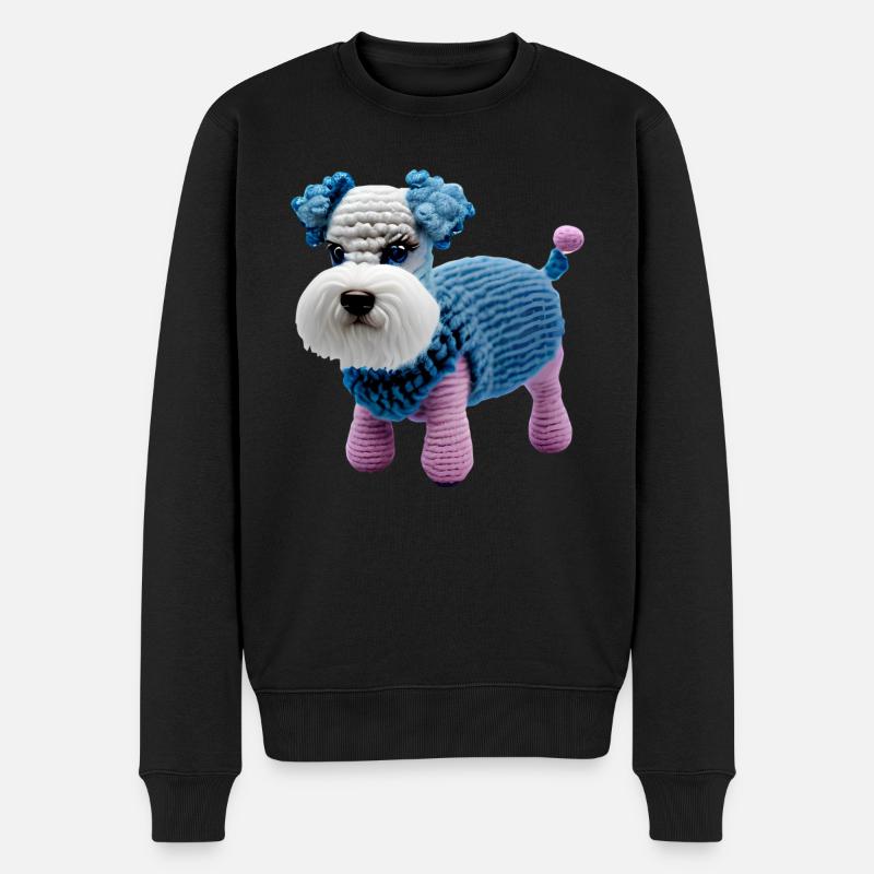 Gestrickter -Zwergschnauzer - Männer Premium Bio Pullover - Schwarz