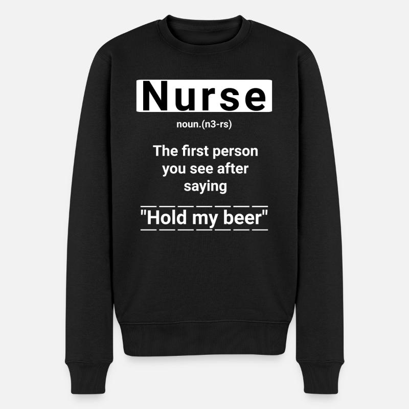 Krankenpfleger/in Lustiger Spruch - Männer Premium Bio Pullover - Schwarz