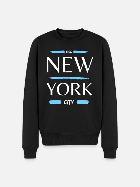 New York - Männer Premium Bio Pullover - Schwarz