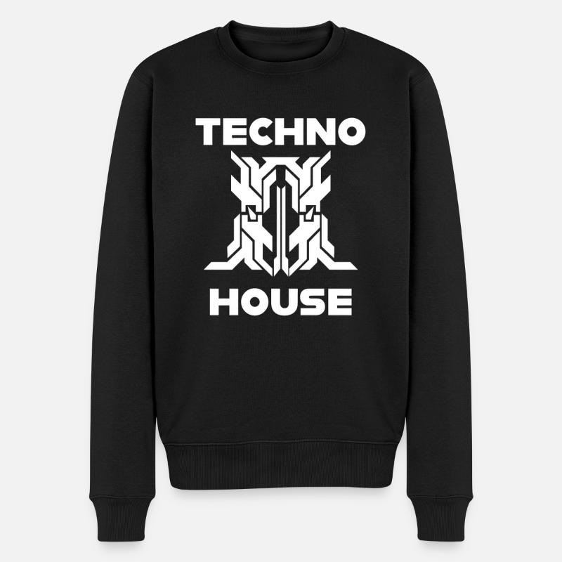 Techno-Haus - Männer Premium Bio Pullover - Schwarz