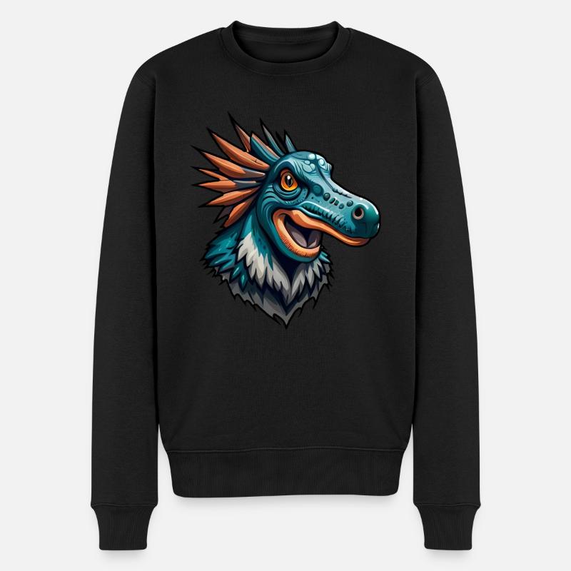 Tête de dinosaure cartoon - Pull Premium bio Homme - noir