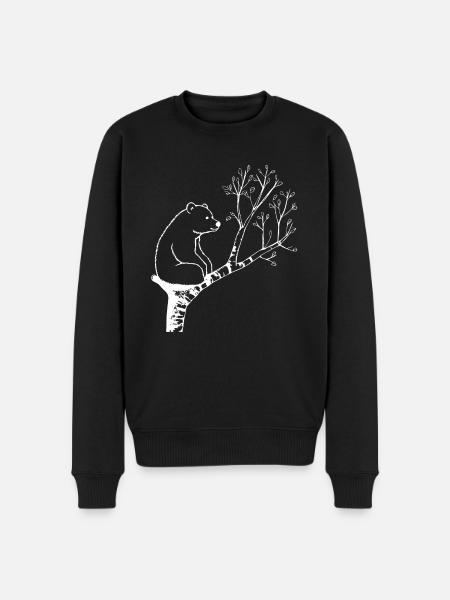 Bon ours rêveur sur l’arbre - Pull Premium bio Homme - noir