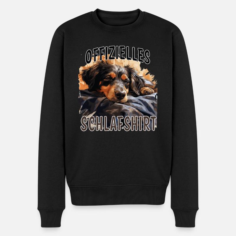 Offizielles Schlafshirt süßer Dackel Hund - Männer Premium Bio Pullover - Schwarz