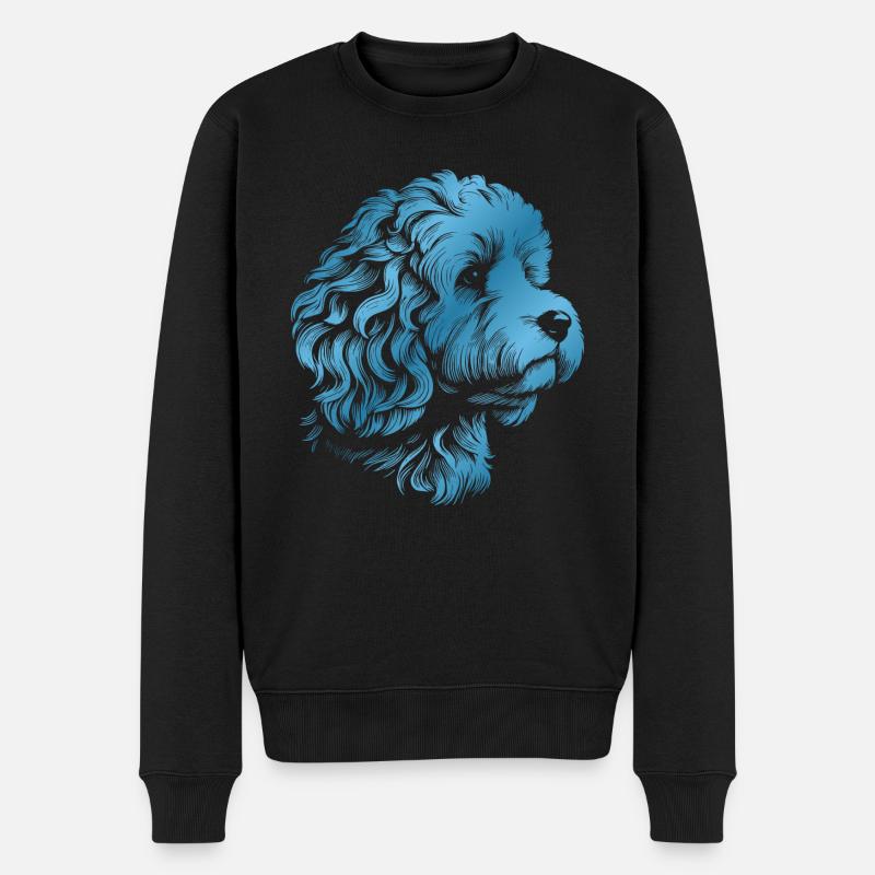 Cockerpoo Cocker Épagneul Caniche Portrait, Dessin - Pull Premium bio Homme - noir