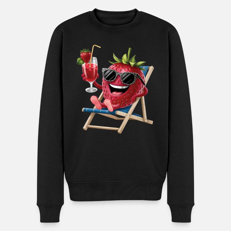 Strawberry - Männer Premium Bio Pullover - Schwarz