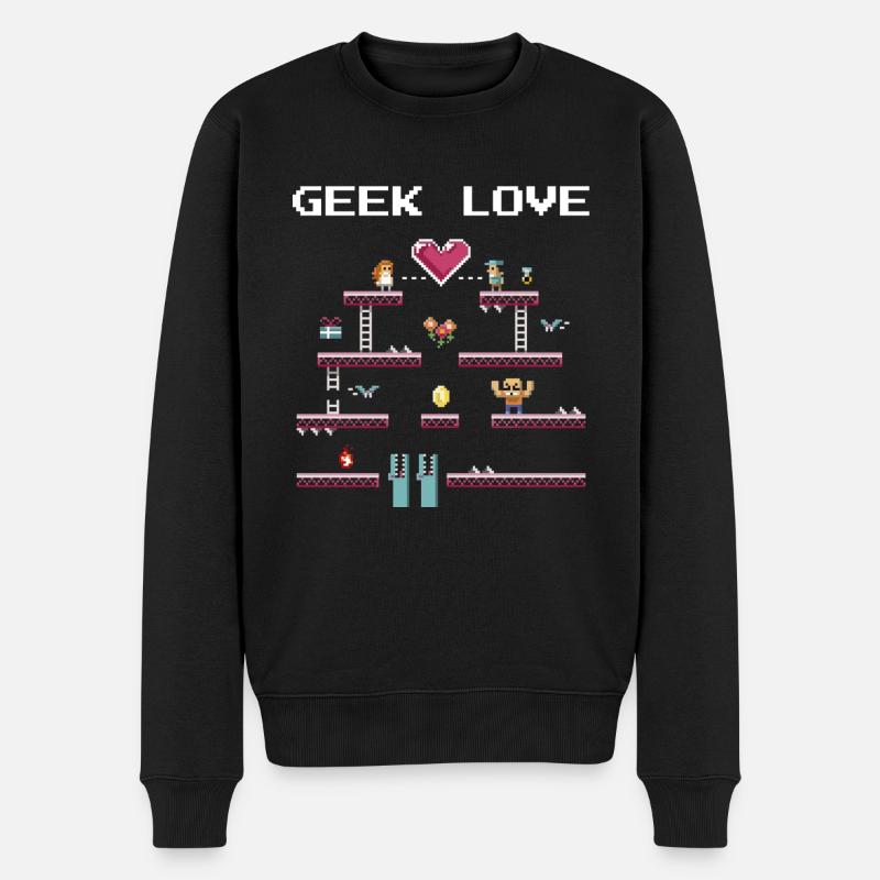 Geek Love Retro Pixel - Pull Premium bio Homme - noir