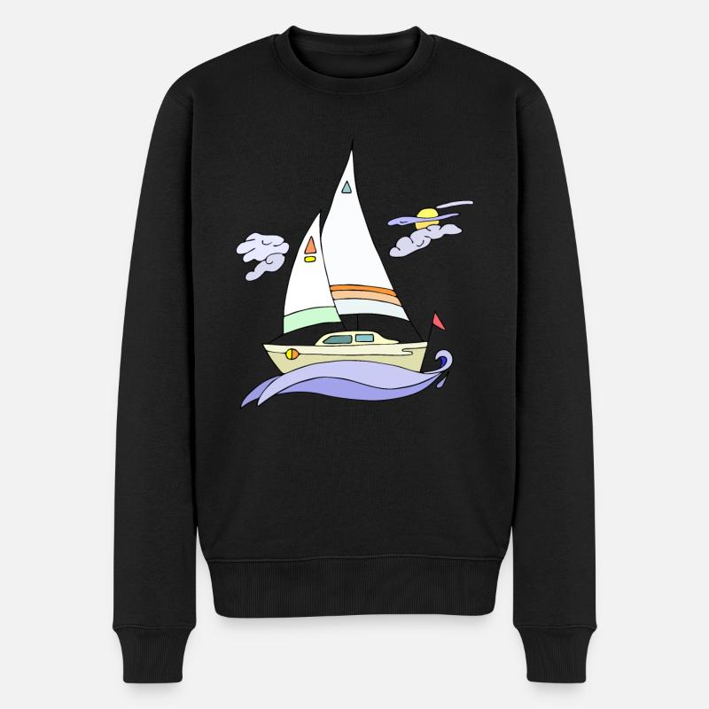 Segelboot - Männer Premium Bio Pullover - Schwarz