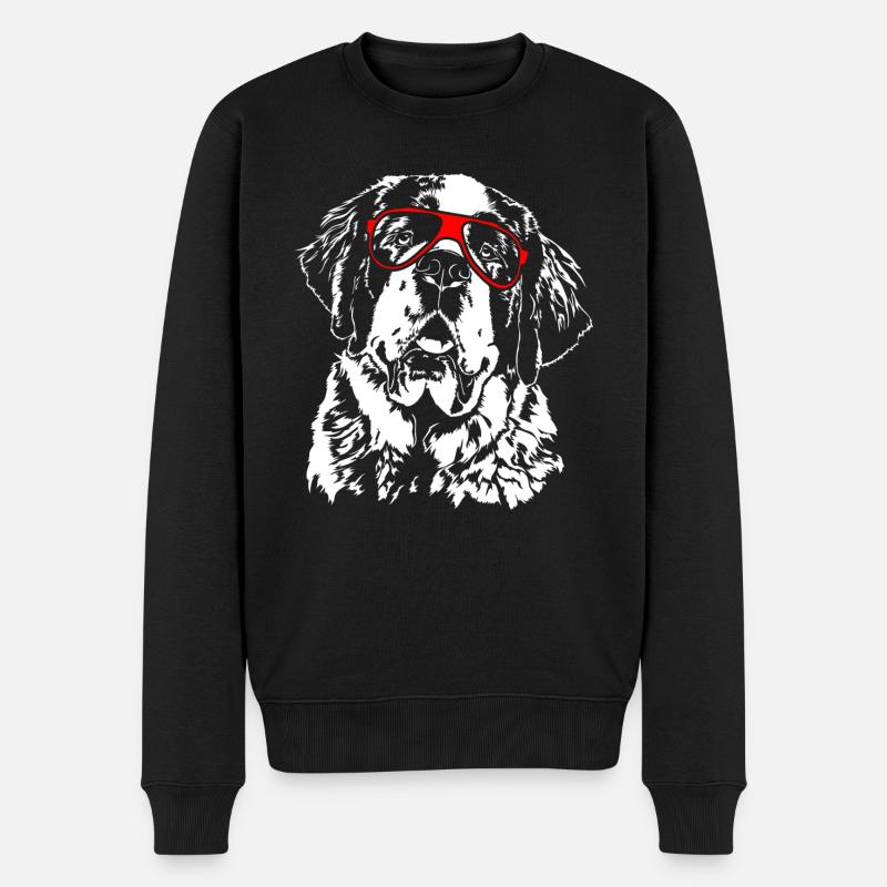 BERNHARDINER Hund Brille Hunde Wilsigns - Männer Premium Bio Pullover - Schwarz