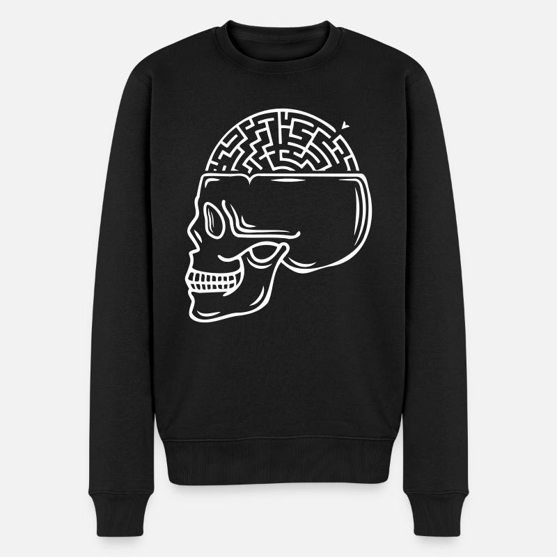 Skull Maze-Brain - Männer Premium Bio Pullover - Schwarz