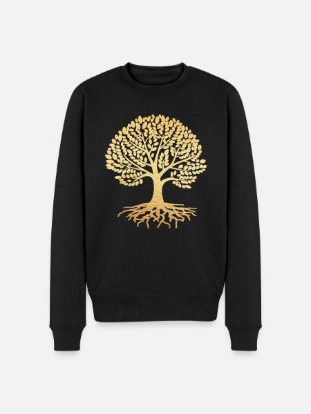 Baum gold - Männer Premium Bio Pullover - Schwarz