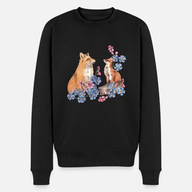 Familie Fox - Männer Premium Bio Pullover - Schwarz