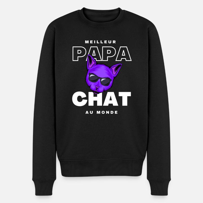 Papa chat - Pull Premium bio Homme - noir