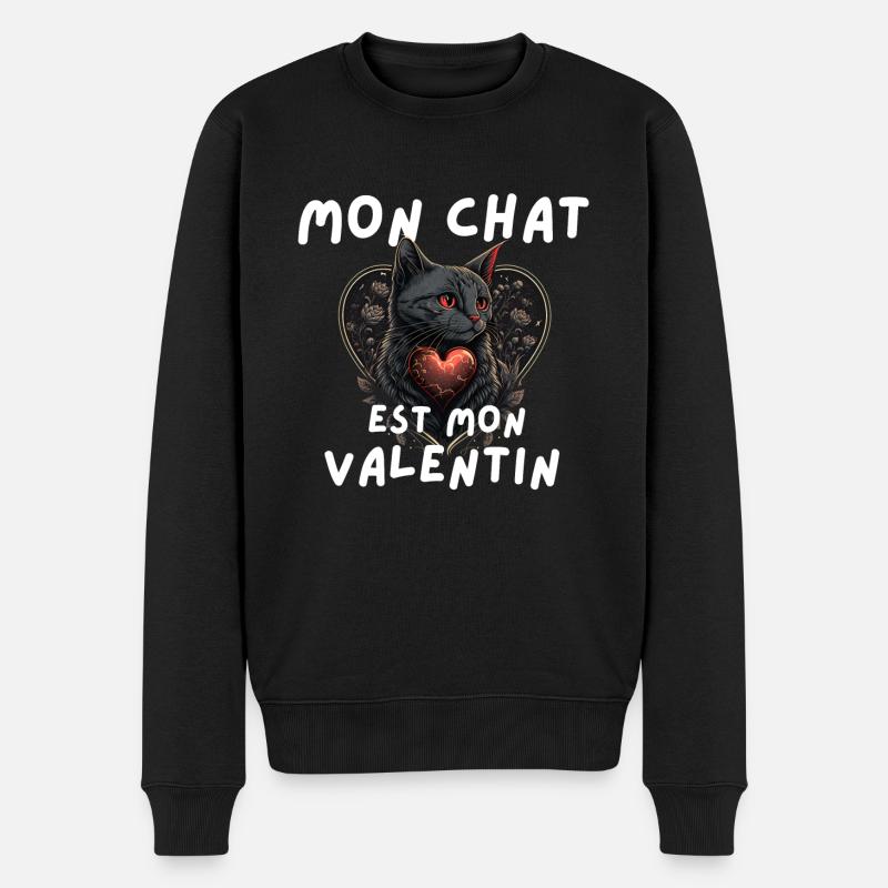Chat Valentin - Pull Premium bio Homme - noir