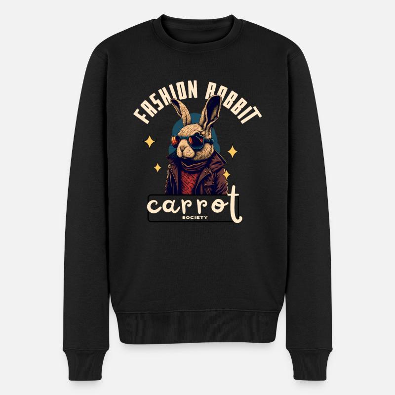 Mode Kaninchen - Männer Premium Bio Pullover - Schwarz