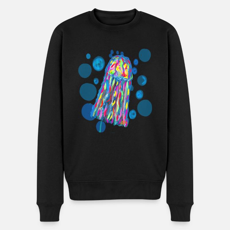 Bunte Quallen - Männer Premium Bio Pullover - Schwarz