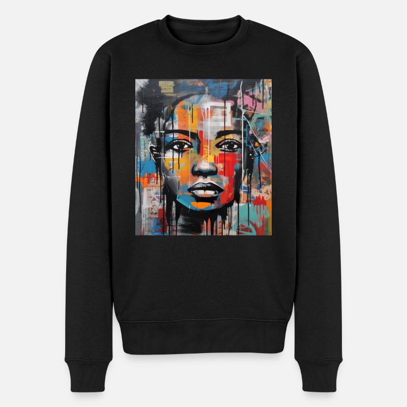 STREET ART FRAU - Männer Premium Bio Pullover - Schwarz